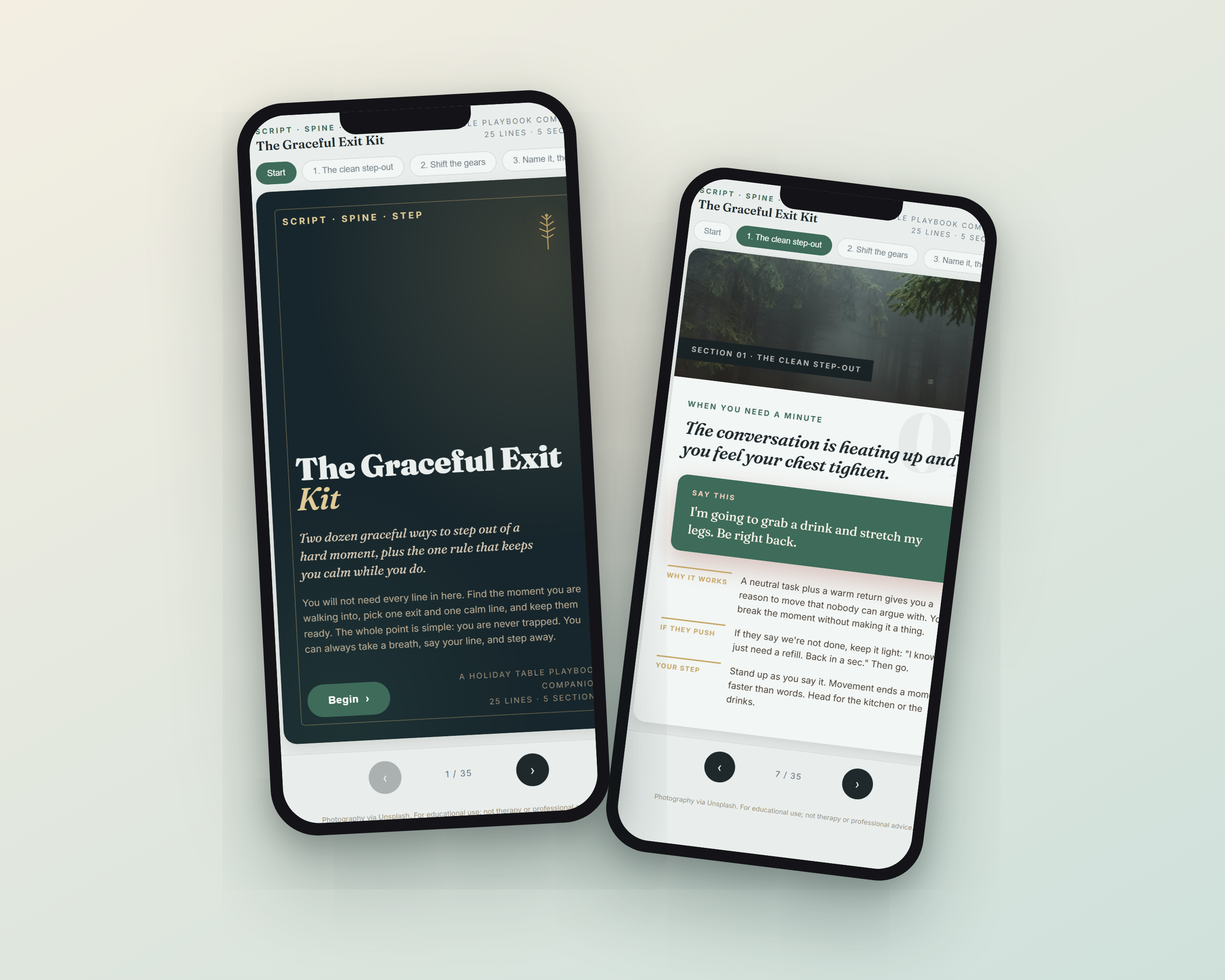 The Graceful Exit Kit on a phone