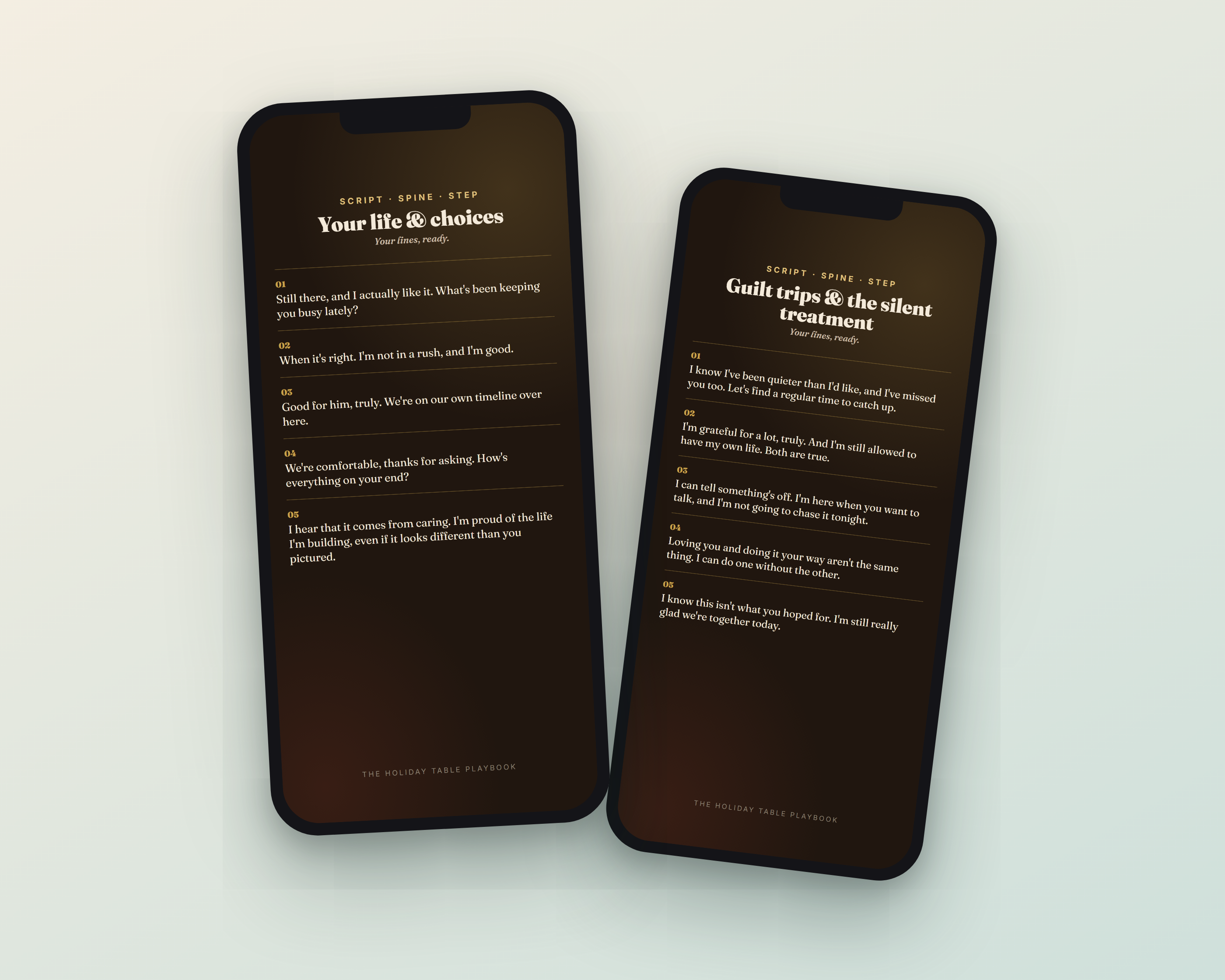 Table Cards and lock-screen wallpapers on a phone